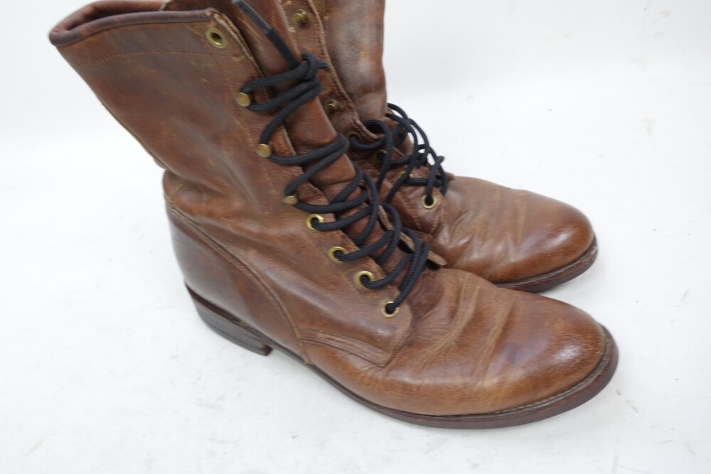 Vintage Leather Combat Boots Womens Size 7.5 Brown Ankle Lace Up Made USA